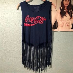 Coca Cola Fringe Vintage Tank Crop Top